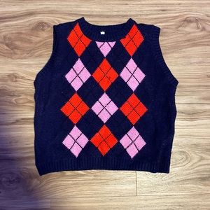 Purple pink and red sweater vest/Indie style